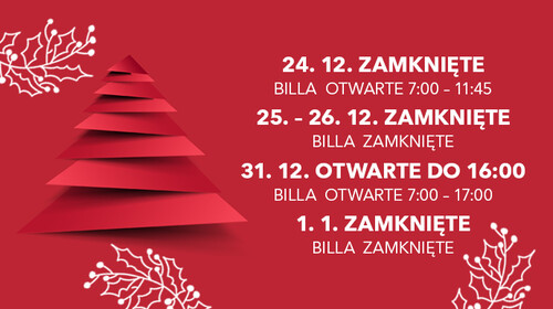Godziny otwarcia w okresie świątecznym