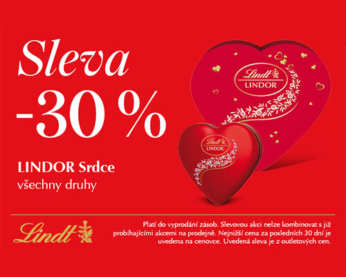Extra sleva 30 % na Lindor srdce 